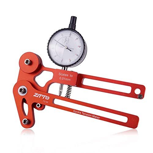 Speichenspannungsmesser Werkzeug, Aluminiumlegierung Fahrrad Speichenspanner Einstellwerkzeug Maß-Werkzeug-Fahrrad-Tensiometer (Rot) von FYBlossom