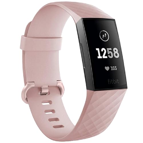 FYISWHO Sport Armbänder Uhrenarmband für Fitbit Charge 4 / Charge 4 SE,Silikon Ersatzarmband für Fitbit Charge 3 / Charge 3 SE Armband (L 7.1"-8.7", Pink) von FYISWHO