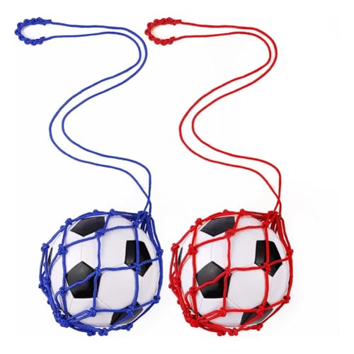 FYOBOT 2 Stück Fußball-Kick-Trainer, Fußball-Return-Trainer-Netz, Fußball-Kick-Wurf-Solo-Trainingshilfe, Blau + Rot von FYOBOT