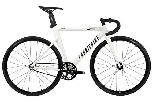 FabricBike AERO - Fixed Gear Fahrrad, Single Speed Fixie Starre Nabe, Aluminium Rahmen und Carbon-Gabel, Räder 28", 5 Farben, 3 Größen, 7.95 kg (Größe M) (Glossy White & Black, M-54cm) von FabricBike