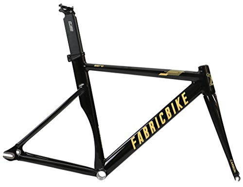 FabricBike AERO - Fixed Gear Fahrrad Rahmen, Single Speed Fixie Fahrrad Rahmen, Aluminium Rahmen und Carbon-Gabel, 5 Farben, 3 Größen, 2,145 kg (Größe M) (Glossy Black & Gold, L-58cm) von FabricBike