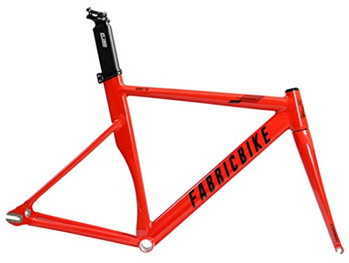 FabricBike AERO - Fixed Gear Fahrrad Rahmen, Single Speed Fixie Fahrrad Rahmen, Aluminium Rahmen und Carbon-Gabel, 5 Farben, 3 Größen, 2,145 kg (Größe M) (Glossy Red & Black, M-54cm) von FabricBike