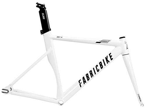 FabricBike AERO - Fixed Gear Fahrrad Rahmen, Single Speed Fixie Fahrrad Rahmen, Aluminium Rahmen und Carbon-Gabel, 5 Farben, 3 Größen, 2,145 kg (Größe M) (Glossy White & Black, L-58cm) von FabricBike