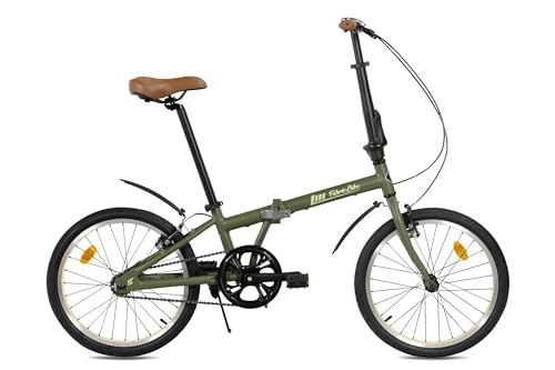 FabricBike Klappfahrrad, Alu-Rahmen, Single Speed, klapprad 20 Zoll, Folding, klapp Fahrrad, Klapprad Erwachsene, Fabric Bike Folding Bike (Cayman Green W/Mudguard) von FabricBike