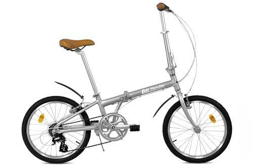 FabricBike Klappfahrrad, Alu-Rahmen, Single Speed, klapprad 20 Zoll, Folding, klapp Fahrrad, Klapprad Erwachsene, Fabric Bike Folding Bike (Matte Grey 7 Speed W/Mudguard) von FabricBike