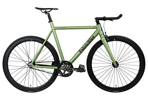 FabricBike Light - Fixed Gear Fahrrad, Single Speed Fixie Starre Nabe, Aluminium Rahmen und Gabel, Räder 28", 4 Farben, 3 Größen, 9.45 kg (Größe M) (L-58cm, Light Cayman Green) von FabricBike