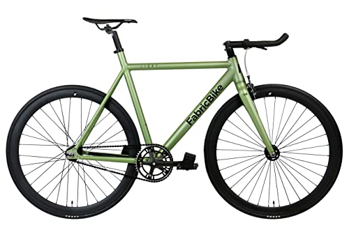 FabricBike Light - Fixed Gear Fahrrad, Single Speed Fixie Starre Nabe, Aluminium Rahmen und Gabel, Räder 28", 4 Farben, 3 Größen, 9.45 kg (Größe M) (S-50cm, Light Cayman Green) von FabricBike