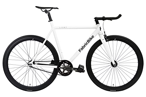 FabricBike Light - Fixed Gear Fahrrad, Single Speed Fixie Starre Nabe, Aluminium Rahmen und Gabel, Räder 28", 4 Farben, 3 Größen, 9.45 kg (Größe M) (L-58cm, Light Pearl White) von FabricBike