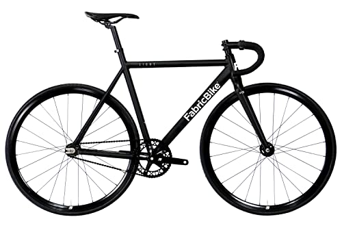 FabricBike Light PRO - Fixed Gear Fahrrad, Single Speed Fixie Starre Nabe, Aluminium Rahmen und Gabel, Räder 28", 6 Farben, 3 Größen, 8.45 kg (Größe M) (M-54cm, Light Pro Matte Black) von FabricBike