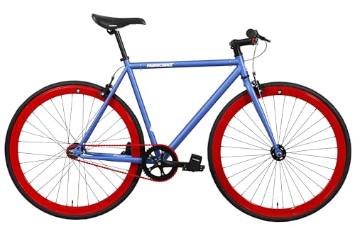 FabricBike - Original Collection, Hi-Ten Stahl, Fahrrad Fixed Gear, Single Speed, Urban Commuter, 8 Farben und 3 Größen, 10,45 kg (Talla M). (Blue & Red, L-58cm) von FabricBike