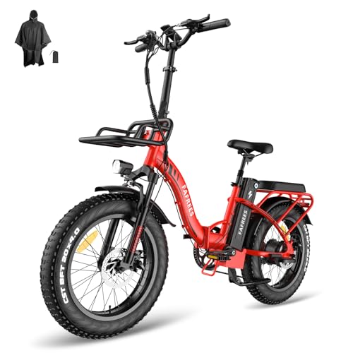 Fafrees E Bike für Herren Damen, 20 Zoll Electricfahrrad Klapprad mit 48V 22.5AH abnehmbarem Akku, 4.0 Fat Tire Mountain Ebike mit Shimano 7S Gängen, F20 Max Rot von Fafrees