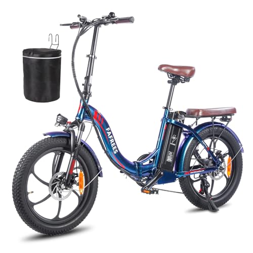 Fafrees Elektrofahrrad E-Bike Klapprad 20 Zoll, F20 Pro City ebike 36V 18AH Akku, Reichweite bis zu 70-150km, 250W Fatbike Shimano 7S, pedelec 25km/h, e Fahrrad Herren Damen (buntes Blau) von Fafrees