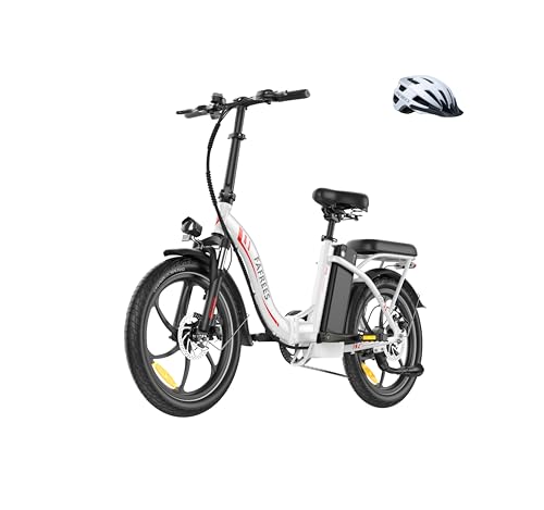 Fafrees F20+ 20 Zoll Faltrad E-Bike Fatbike (2025) - 36V 20AH Akku, 250W Motor, 140kg Traglast, 25km/h, E-MTB 20° - Unisex Elektrofahrrad für Damen & Herren (weißer Helm, Weiß) von Fafrees