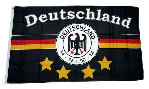 Fahne/Flagge Deutschland Fußball 4 Sterne Fan 90 x 150 cm von FahnenMax