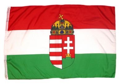 Fahne/Flagge Ungarn mit Wappen 60 x 90 cm Flaggen von FahnenMax