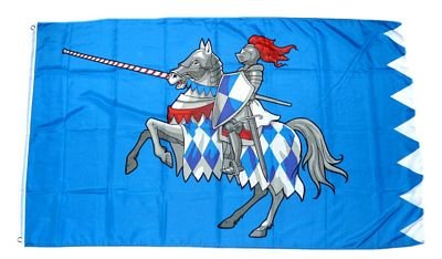 Fahne Ritter mit Pferd blau NEU 90 x 150 cm Flaggen von FahnenMax