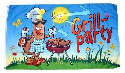 Flagge/Fahne Grill Party Grillfahne 90 x 150 cm von FahnenMax