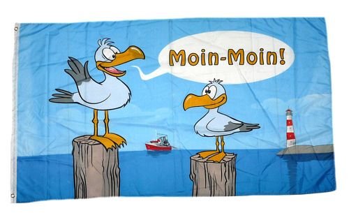 FahnenMax® Flagge/Fahne Moin Moin Möwen 90 x 150 cm von FahnenMax