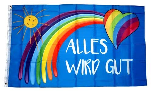 Fahne/Flagge Alles Wird gut Regenbogen 90 x 150 cm von FahnenMax