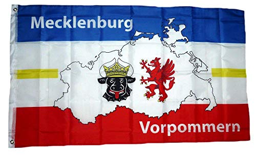 Fahne/Flagge Mecklenburg Vorpommern Karte 90 x 150 cm von FahnenMax