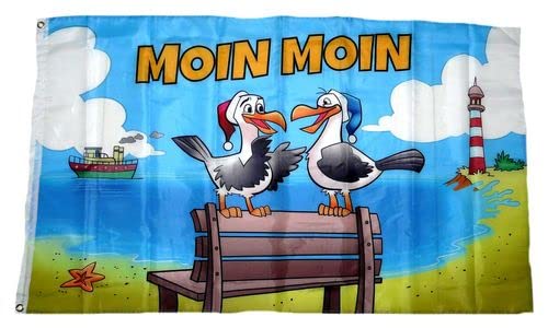 Fahne/Flagge Moin Moin Möwen Bank 90 x 150 cm von FahnenMax