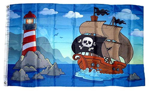 Fahne/Flagge Piratenschiff Leuchtturm 90 x 150 cm von FahnenMax