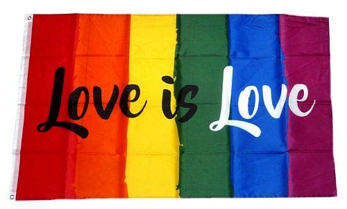 Fahne/Flagge Regenbogen Love is Love 90 x 150 cm von FahnenMax