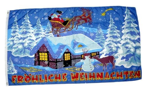 Fahne/Flagge Fröhliche Weihnachten Schlitten 90 x 150 cm von FahnenMax
