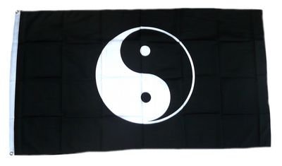 Fahne/Flagge Ying Yang schwarz NEU 90 x 150 cm Fahnen von FahnenMax