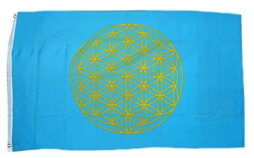 FahnenMax® Flagge/Fahne Blume des Lebens blau 90 x 150 cm von FahnenMax