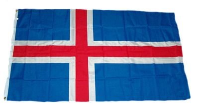 Flaggenking Flagge Island Fahne, Weiß, 90 x 150 cm von FahnenMax