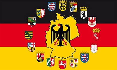 Deutschland Adler und 16 Bundesländer Wappen Fahne Flagge Grösse 1,50x0,90m von Fahnenspezialist