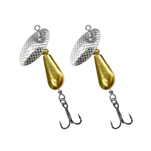 Fahoujs 2pcs Fischerlöffel Metallköder Mit Haken Rotierende Hartköder Pailletten Köder Für Forellenspinner Köder Reflektierender Spinner Fischereiköder von Fahoujs