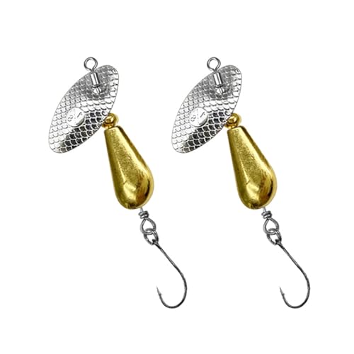 Fahoujs 2pcs Fischerlöffel Metallköder Mit Haken Rotierende Hartköder Pailletten Köder Für Forellenspinner Köder Reflektierender Spinner Fischereiköder von Fahoujs