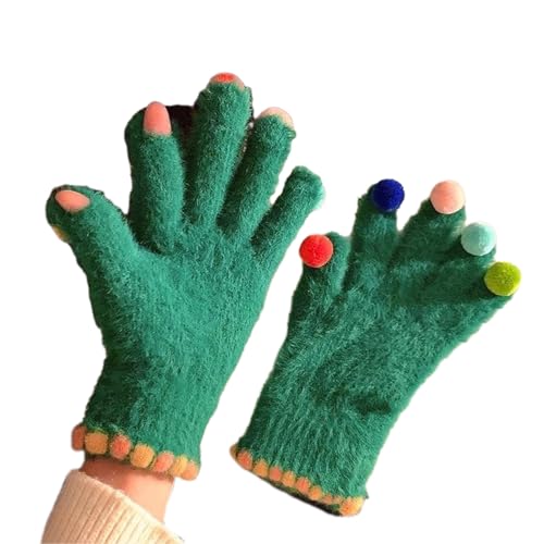 Warme Touchscreen-Handschuhe, Kunstfell, Text-Handschuhe, flauschig, weich, Winterhandschuhe für Outdoor, Skifahren, Radfahren, Wandern, Winter, flauschige Strickhandschuhe für Damen von Fahoujs