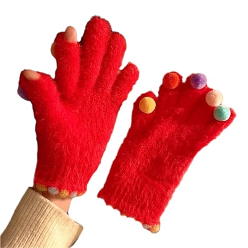 Warme Touchscreen-Handschuhe, Kunstfell, Text-Handschuhe, flauschig, weich, Winterhandschuhe für Outdoor, Skifahren, Radfahren, Wandern, Winter, flauschige Strickhandschuhe für Damen von Fahoujs