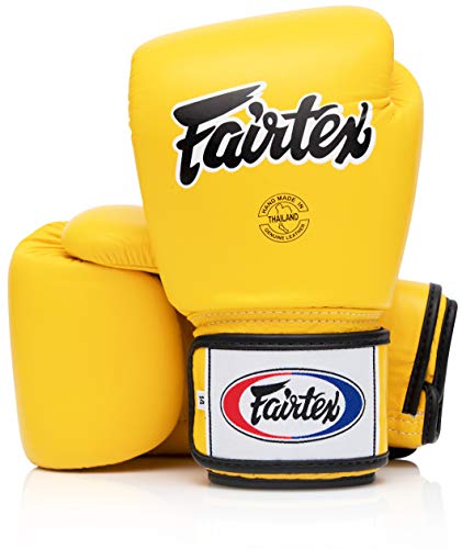 Fairtex BGV1 Muay Thai Boxtraining Sparring Handschuhe für Männer, Frauen, Kinder | MMA Handschuhe für Kampfsportarten | Hochwertige, leichte & stoßdämpfende Boxhandschuhe(16 oz-Gelb) von Fairtex