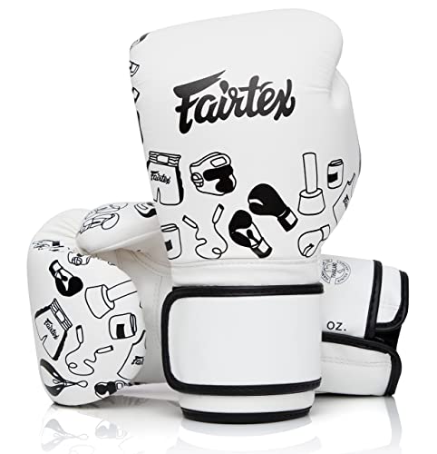 Fairtex BGV14 Muay Thai für Profiboxer & Trainer | Mexikanischer Stil für Schlagkräftige | MMA Handschuhe für Kampfsport | Leichte & stoßdämpfende Boxhandschuhe(16oz-Weiße Graffiti) von Fairtex
