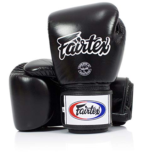 Fairtex BGV1BR Muay Thai Boxhandschuhe Atmungsaktiv für Männer, Frauen, Kinder | MMA, Kickboxen, Fitnessstudio, Training | Hochwertige, leichte & stoßdämpfende Boxhandschuhe(10oz-Schwarz) von Fairtex