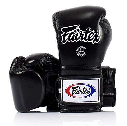 Fairtex BGV9 Muay Thai für Profiboxer & Trainer | Mexikanischer Stil für Schlagkräftige | MMA Handschuhe für Kampfsport | Leichte & stoßdämpfende Boxhandschuhe(16oz-Schwarz) von Fairtex
