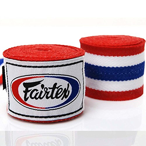Fairtex Bandagen, halb-elastisch, 4.5 m, Thai Flag, Wickelbandagen, Hand Wrap von Fairtex