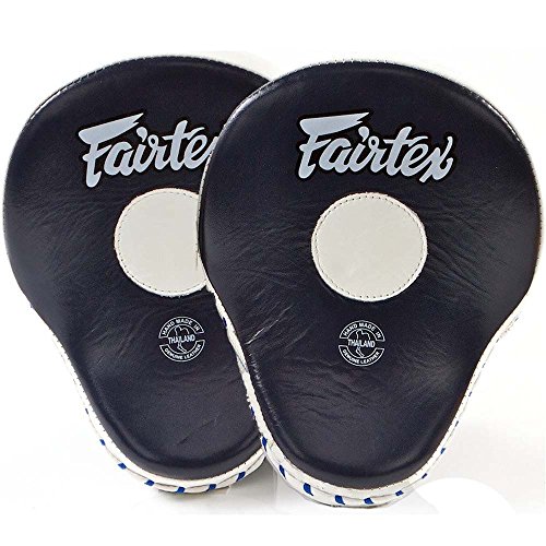 Fairtex Boxpratzen, Pro, FMV9, schwarz-weiß, Leather, Punching Mitts, Focus Pads von Fairtex