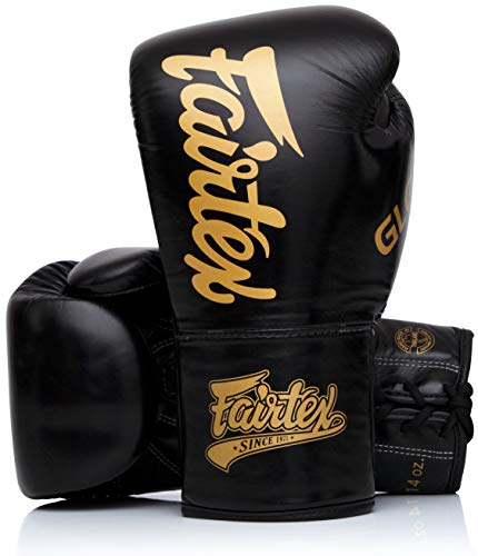 Fairtex Glory Kickbox-Handschuhe, Limitierte Auflage (Schwarz BGLG1 – Schnürschuh, 10 oz) von Fairtex
