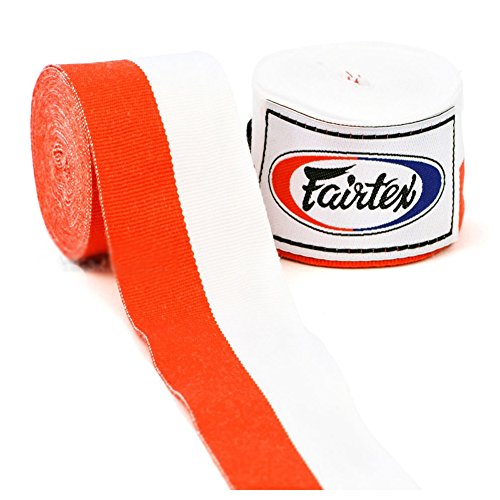 Fairtex. HW2 Premium Baumwolle Boxen Streifen 180 Inch (Pair) Einheitsgröße rot / weiß von Fairtex
