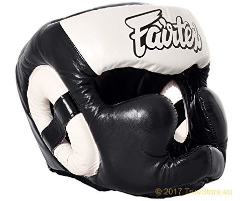 Fairtex Kopfschutz X-Vision Full Cover HG13F Thai Boxing, MMA, K-1 Head Gear Guard Schutz, Schwarz/Weiß XL von Fairtex