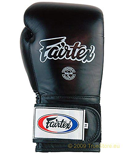 Fairtex Leder Boxhandschuh Wide Fit (BGV4), schwarz, 12 Unzen von Fairtex