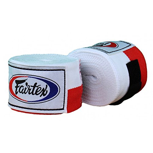 Fairtex. HW2 Premium Baumwolle Handbandagen, 4,5 m (Paar) Red-White von Fairtex