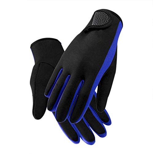 Neoprenhandschuhe Wasserdicht Tauchhandschuhe 1.5mm, Thermo Tauch Handschuhe Anti-Rutsch Neopren Handschuhe für Männer und Frauen,Schnorcheln,Kajakfahren,Surfen und für alle Wasseraktivitäten,L-Blau von FakeFace