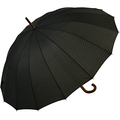 Falcone® 16-teiliger Regenschirm Holzstock sturmfest mit Holzgriff - Plates von Falcone