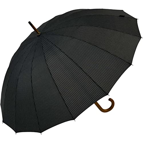 Falcone® 16-teiliger Regenschirm Holzstock sturmfest mit Holzgriff - Stripe von Falcone